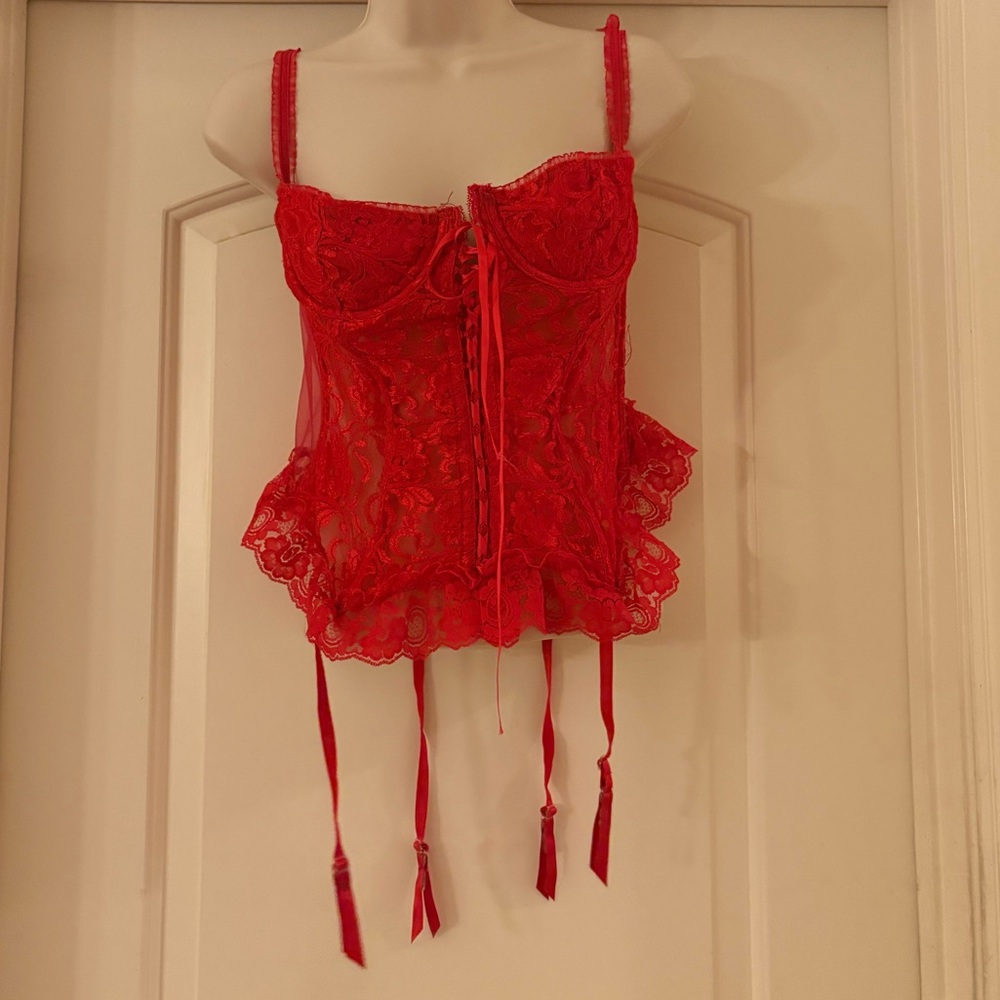 Fredrick’s of Hollywood‎ Red Corset Garter Straps Costume Cosplay